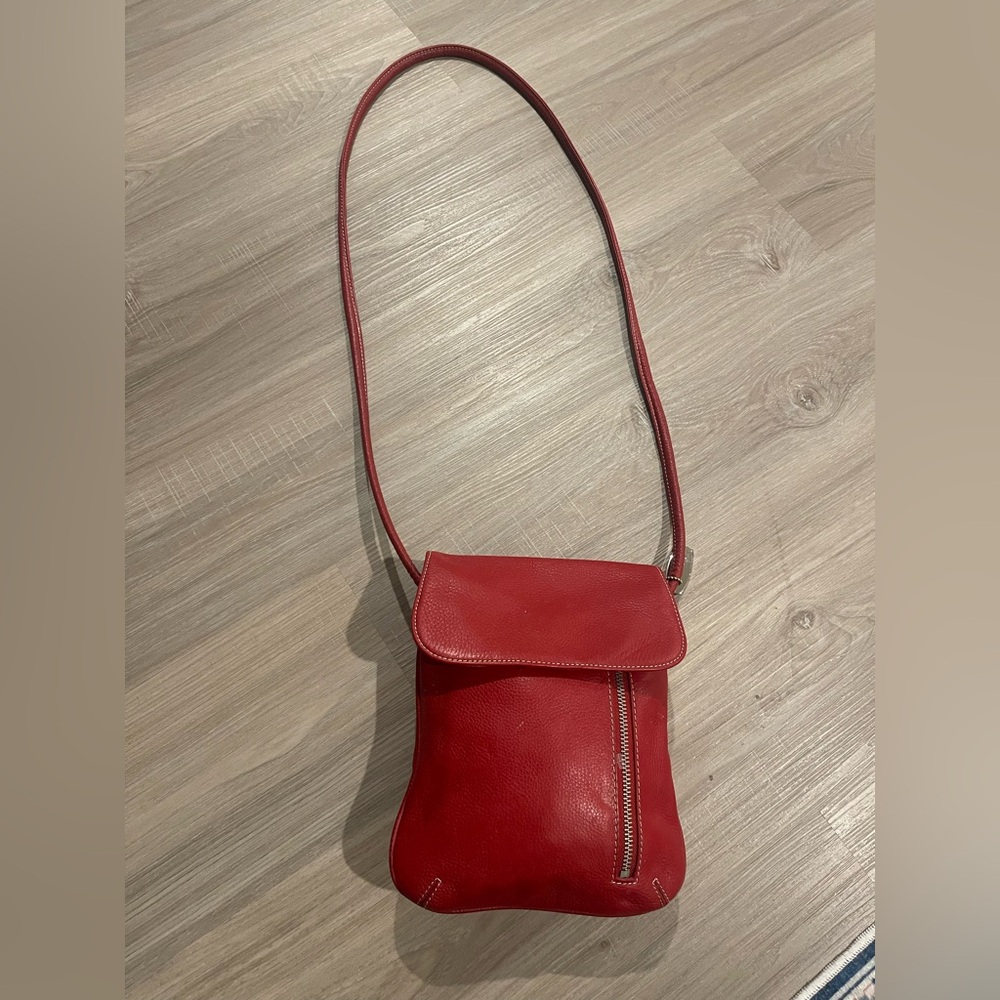 Tignanello Red Leather Crossbody Bag